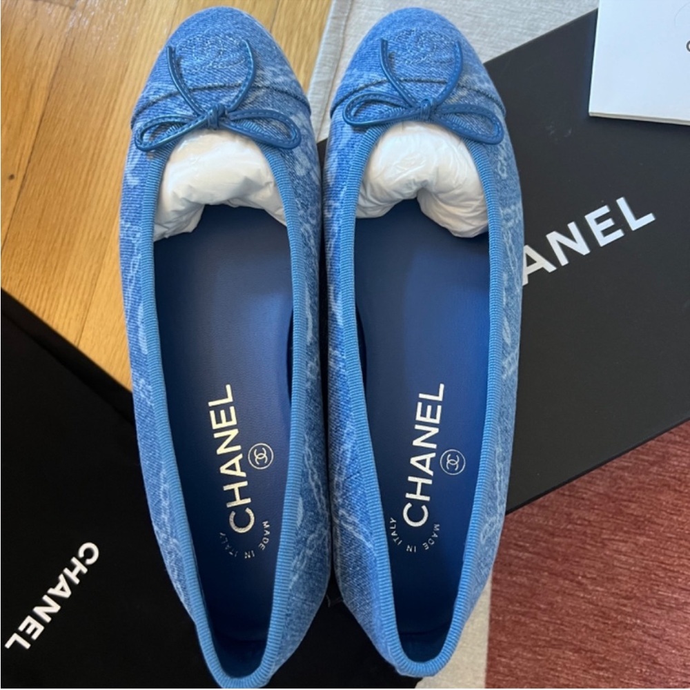 Authentic Chanel Denim Ballet Flats